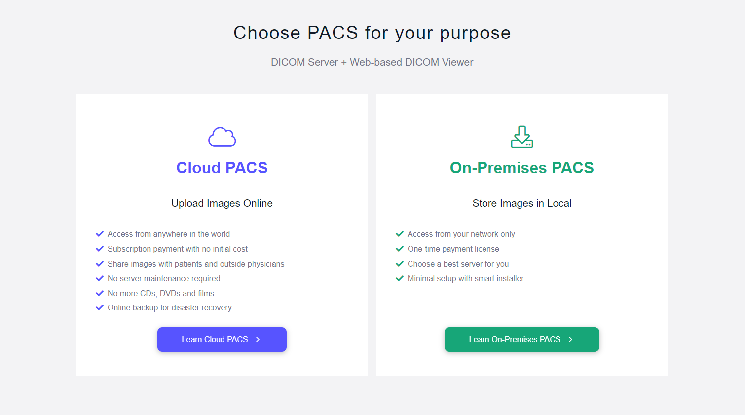 PACS that can be selected according to your purpose